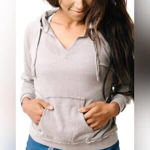 Zaya Active Lightweight Stretch Knit Gray Beach Hoodie Sweatshirt Pullover XXL